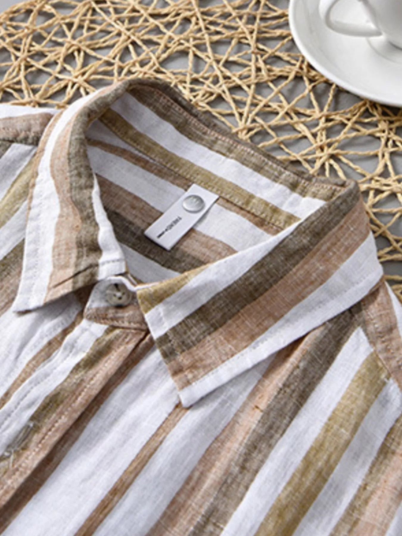 Men's Plus Size Striped Short Sleeve Shirt