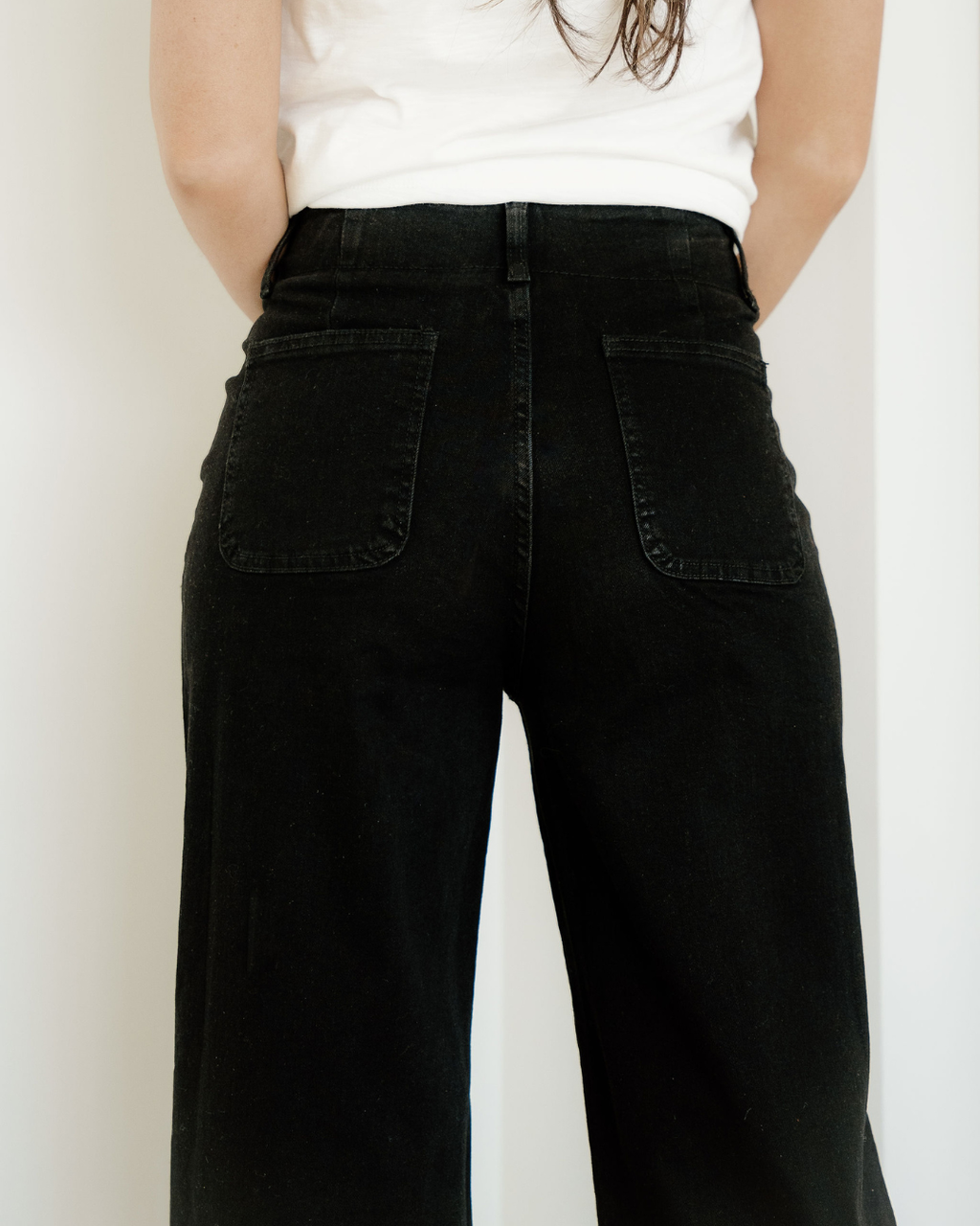 Brooke 2-Button High Waist Flared Bottom Jeans - Black