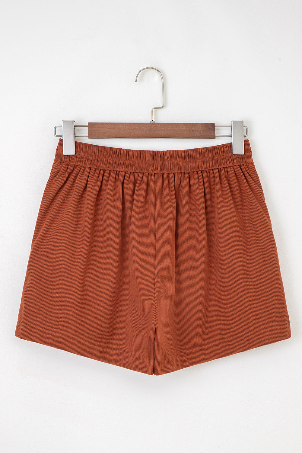Sienna Button Decor Scalloped Edge High Waist Corduroy Shorts