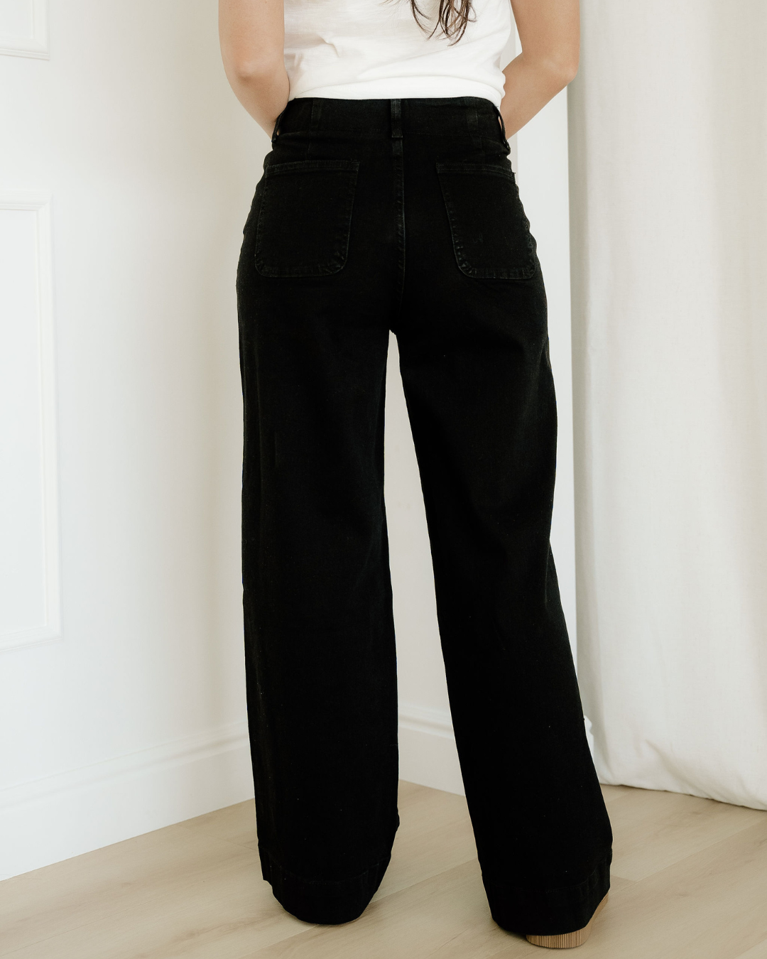 Brooke 2-Button High Waist Flared Bottom Jeans - Black