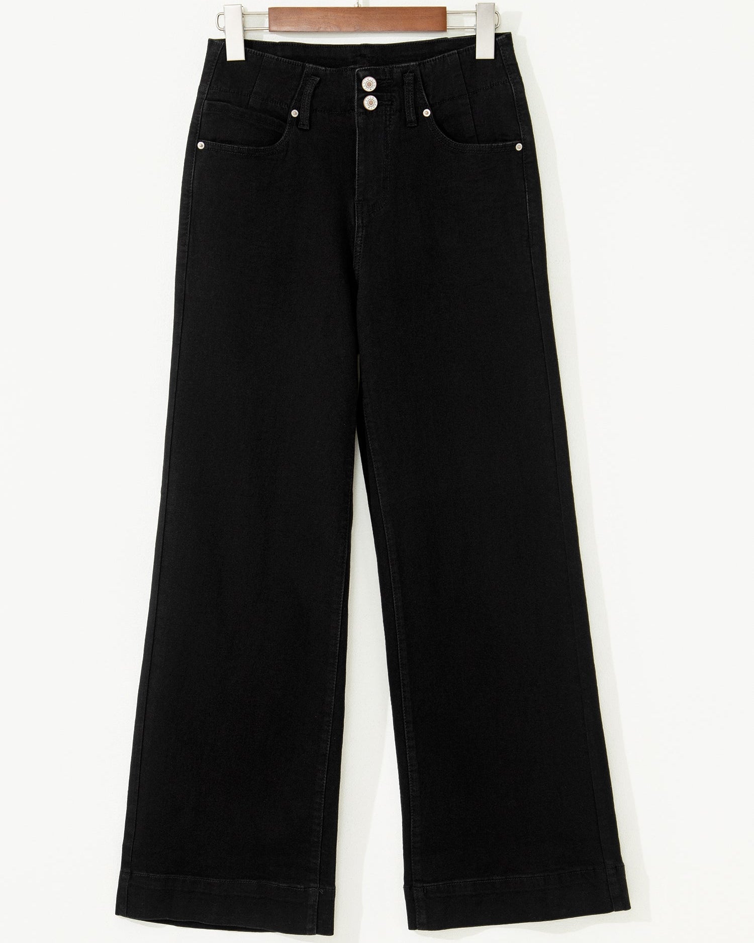 Brooke 2-Button High Waist Flared Bottom Jeans - Black