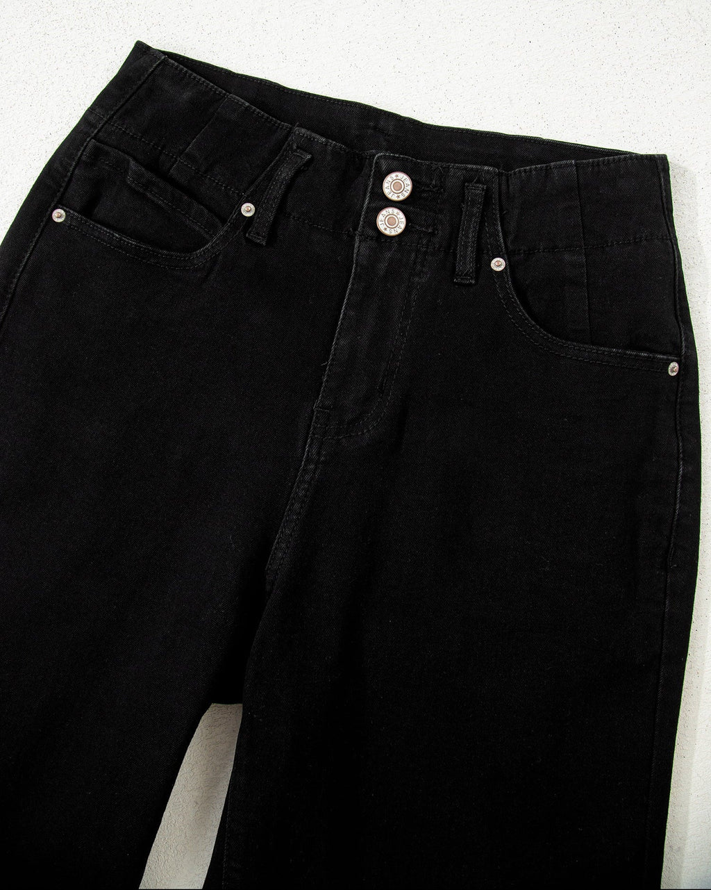 Brooke 2-Button High Waist Flared Bottom Jeans - Black