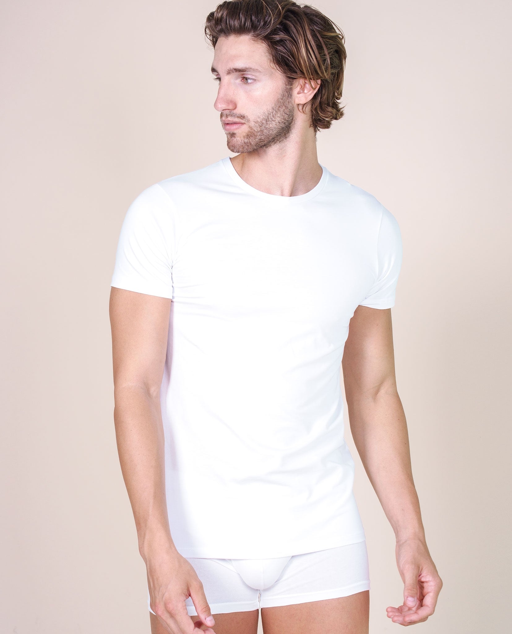 BASIC COTTON Free Spirit Premium Quality 100% Cotton Men's Crew Neck T-Shirt. Proudly Made in Italy (906)