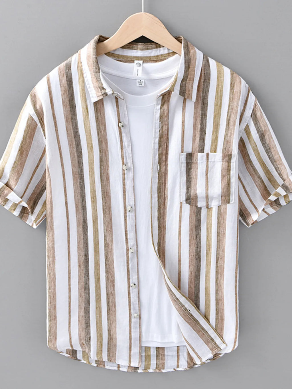 Men's Plus Size Striped Short Sleeve Shirt