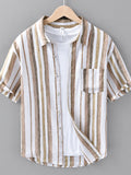 Men's Plus Size Striped Short Sleeve Shirt