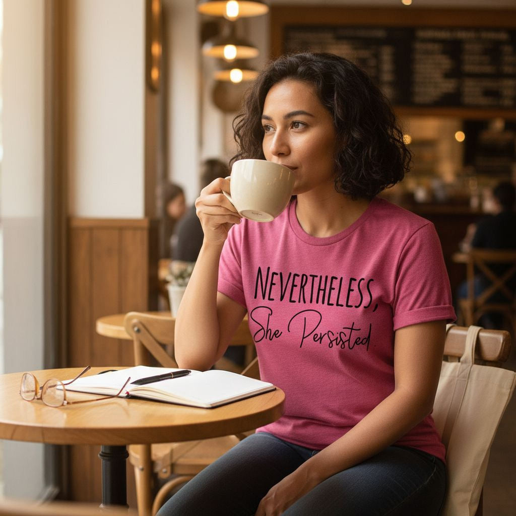 Nevertheless She Persisted Shirt - Women's Graphic Tee With Trendy Black Design