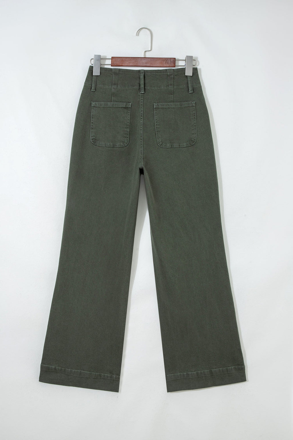 Brooke 2-Button High Waist Flared Bottom Jeans - Olive