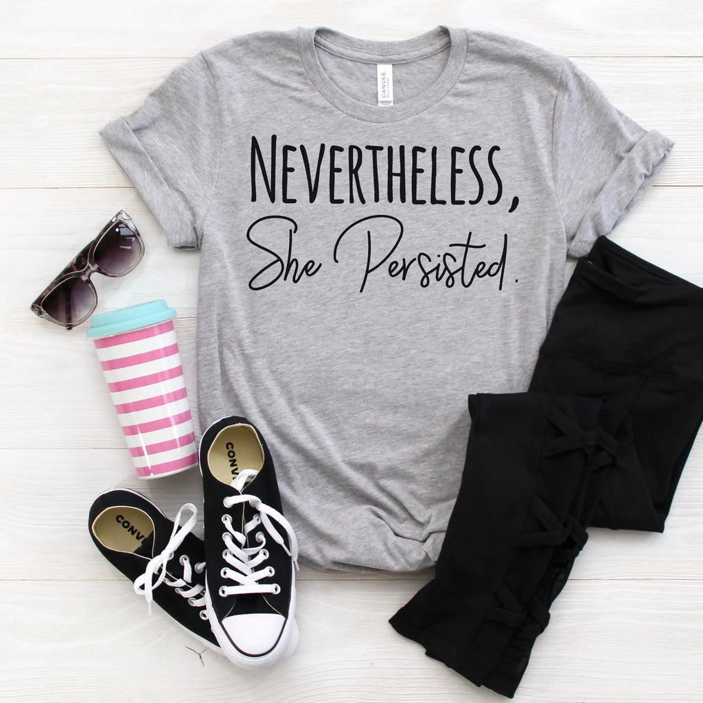 Nevertheless She Persisted Shirt - Women's Graphic Tee With Trendy Black Design