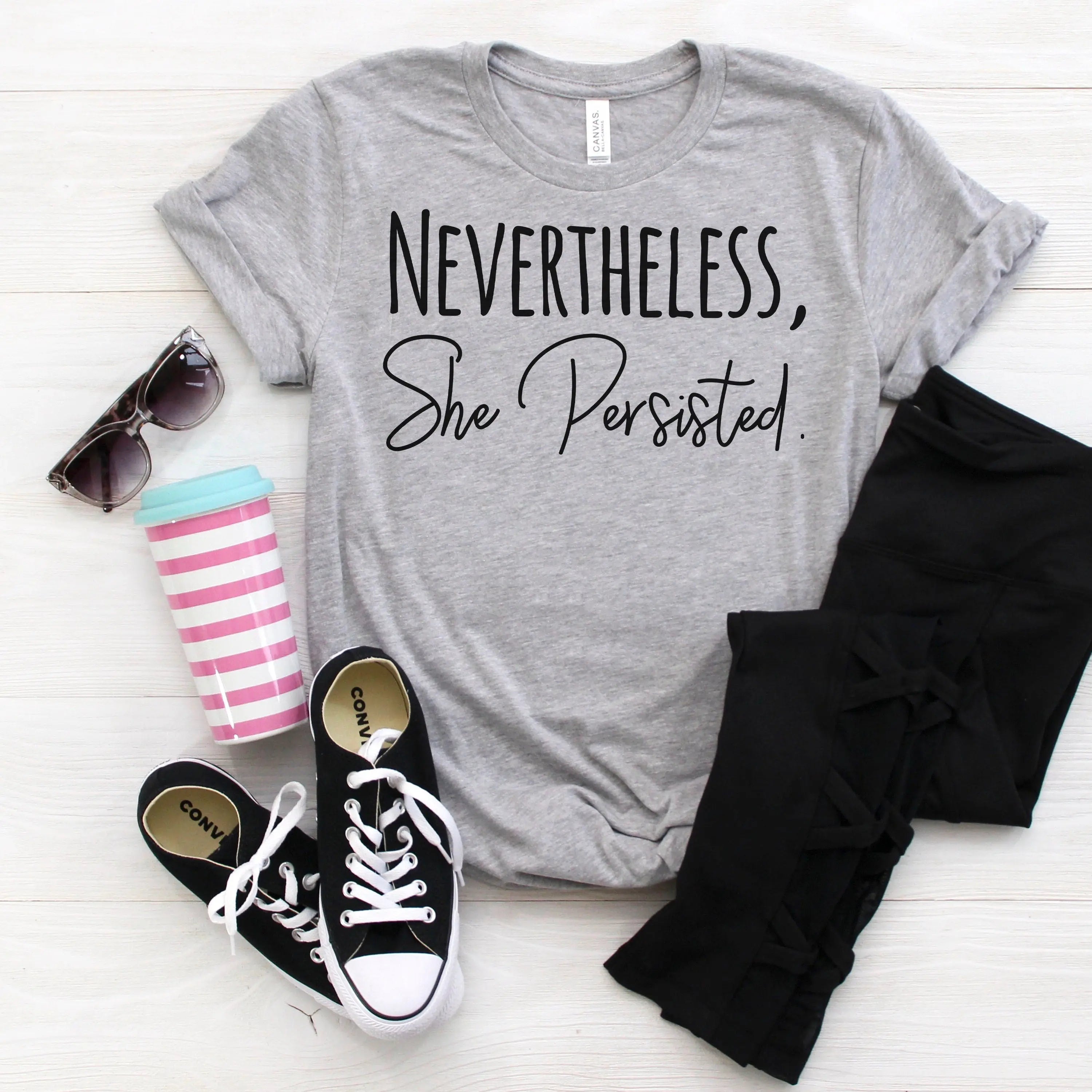 Nevertheless She Persisted Shirt - Women's Graphic Tee With Trendy Black Design